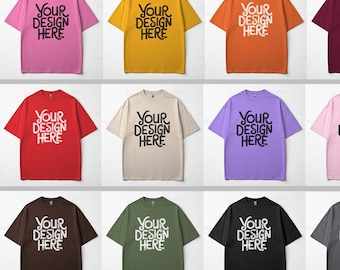 46X Gildan 5000 Tshirt Mockup Bundle, flach gelegtes Mockup Bundle, Unisex aus schwerer Baumwolle T-Shirt Mockup Bundle, G5000 T-Shirt Mock ups, einfache Basic