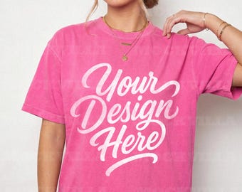 Crunchberry Comfort Colors 1717 Mockup, CC1717 Tshirt Mockup, Female Model Mockup, Oversized Women Tee, Streetwear Shirt Mockup