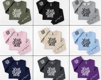 35X Gildan 18000 Sleeve Sweatshirt Mockup Bundle, Flat Lay G 18000 Mockups, Folded Sweater Sleeve Mock-Up, Simple White Background Mockup