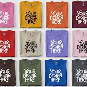 46X Tshirt Mockup Bundle, Flat lay Gildan 5000 Mockup Bundle, G5000 Heavy Cotton Tee Mock Up Bundle, Gildan Crewneck T-Shirt Mockups, Simple