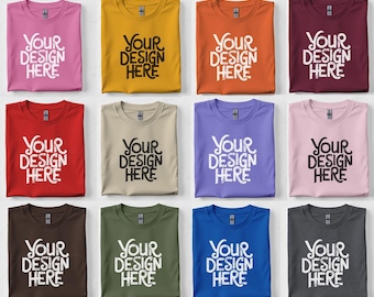 46X Tshirt Mockup Bundle, Flat lay Gildan 5000 Mockup Bundle, G5000 Heavy Cotton Tee Mock Up Bundle, Gildan Crewneck T-Shirt Mockups, Simple