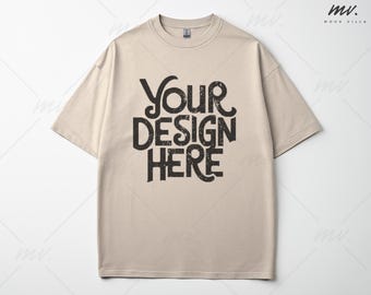 Sand Gildan 5000 Tshirt Mockup, Flat lay Mockup T-Shirt, Unisex Heavy Cotton Tee Mock Up, Sand G5000 T-Shirt Mockup, Simple Basic Mockup