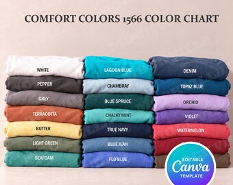 Comfort Colors 1566 Color Chart, 21X Editable 1566 Sweatshirt Color Chart Mockup, Sweatshirt Color Guide, Digital Download