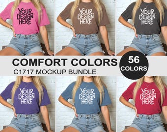 Comfort Colors C1717 Tshirt Mockup Bundle, Womens CC1717 T-shirt Mockup, Female Model Mock-up, Real Model Product Mockup, Trendy 1717 Tee