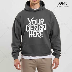 Charcoal Gildan 18500 Hoodie Mockup, Mens Gildan 18500 Hoodie Mock-up , G185 Mockup, Hooded Sweatshirt Mockup, Simple Mockup, No Strings