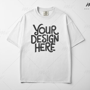 Comfort Colors 1717 White Tshirt Mockup, CC 1717 Flat Lay T-Shirt Mock-Up, Real Product, Minimal Basic Simple Background, Flatlay Tee Mock