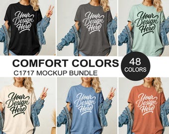 Comfort Colors 1717 Oversized T-shirt Mockup Bundle, C1717 Women&#39;s Mockup Bundle, Female Model Mockup, Garment dyed Women&#39;s t-shirt Mockup.