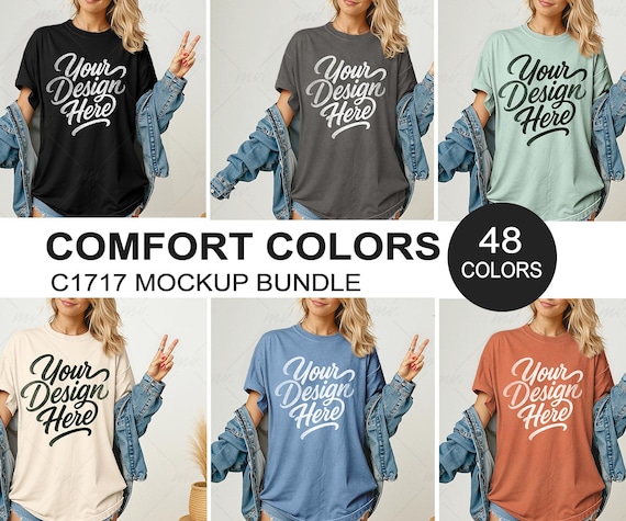 Comfort Colors 1717 Oversized T-shirt Mockup Bundle, C1717 Women's Mockup Bundle, Female Model Mockup, Garment dyed Women's t-shirt Mockup.