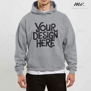 Sport Grey Gildan 18500 Hoodie Mockup, Mens Gildan 18500 Hoodie Mock-up , G185 Mockup, Hooded Sweatshirt Mockup, Simple Mockup, No Strings