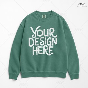 Comfort Colors 1566 ライトグリーン モックアップ Comfort Colors ライトグリーン スウェットシャツ モックアップ CC 1566 フラットレイ モック ガーメントダイ スウェットシャツ シンプル