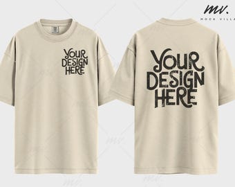 Comfort Colors 1717 Ivory Tshirt Mockup, Front And Back, CC1717 Ivory Tee Mock, Dual Mockup, Oversized , Simple Unisex Mockup