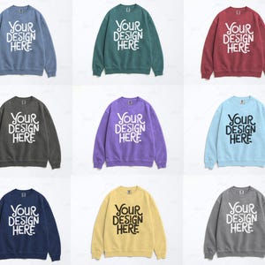 20X Comfort Colors 1566 Sweatshirt Mockup Bundle Folded Flat Lay Mock Up Simple Flatlay Crewneck Mock-Up White Background Sweater POD Mockup