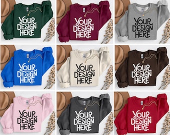 31X Gildan 18000 Sweatshirt Mockup Bundle, G180 Crewneck Flat Lay Mock-up Bundle, Real Folded  Flatlay Mock Minimal Neutral Simple Aesthetic