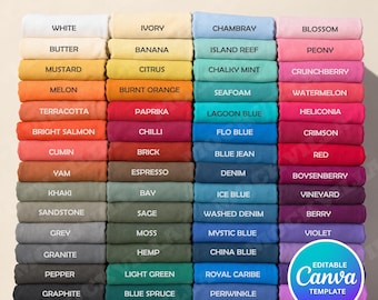 60X Editable Comfort Colors 1717 Color Chart Mockup, C1717 T-shirt color guide, digital download