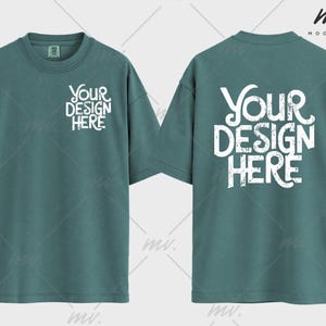 Comfort Colors 1717 Blue Spruce Tshirt Mockup, Front And Back, CC1717 Blue Spruce Tee Mock, Dual Mockup, Oversized , Simple Unisex Mockup
