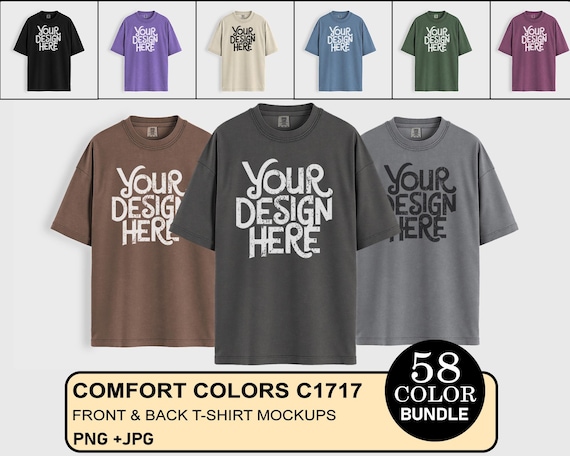 Comfort Colors C1717 Tshirt Mockup Bundle, CC 1717 T-Shirt Mock-up Bundle, 3D Comfort Colors Mockup Bundle,  CC 1717 Simple Mockup Template