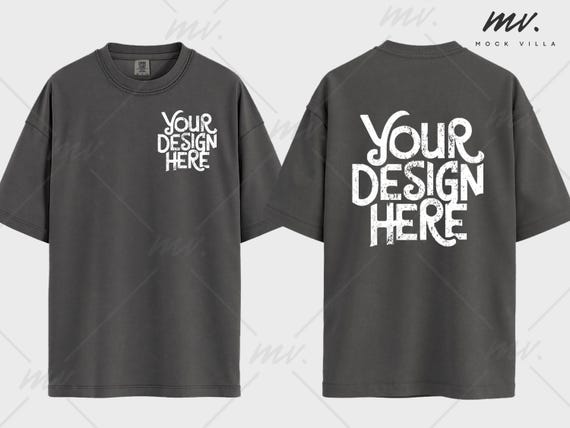 Comfort Colors 1717 Pepper Tshirt Mockup, Front And Back, CC1717 Pepper Tee Mock, Dual Mockup, Oversized , Unisex  Simple Aesthetic Mockup