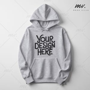 Gildan 18500 Sport Grey Flatlay Hoodie Mockup, G18500 Sport Grey Hooded Sweatshirt Mock up, Simple Flat Lay Sport Grey Hoodie Mockup, Simple