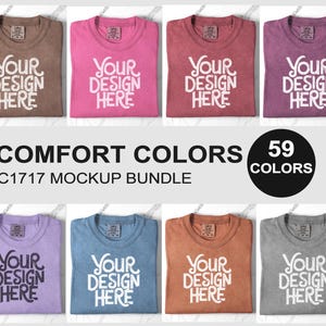 Comfort Colors C1717 Tシャツ モックアップ バンドル、C1717 フラットレイ モックアップ バンドル、CC 1717 モックアップ テンプレート、ユニセックス 1717 バンドル、ミニマル シンプル モックアップ