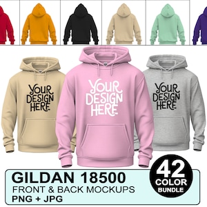 Gildan 18500 Kapuzen Sweatshirt Mockup, 3D Hoodie Mockup, Gildan Hoodie Mockup, G185 Hoodie Bundle Mockup, Farben Hoodie Mockup, 18500 Mockup
