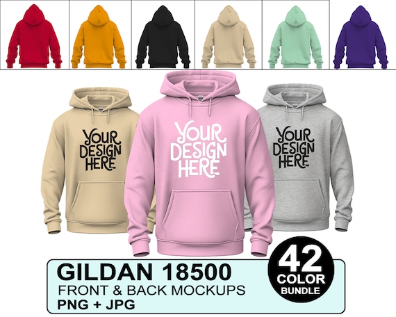 Gildan 18500 Hooded Sweatshirt Mockup, 3D Hoodie Mockup, Gildan Hoodie Mockup, G185 Hoodie Bundle Mockup, Colors Hoodie Mockup, 18500 Mockup