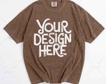 Comfort Colors 1717 Espresso T-Shirt Mockup | Oversized Flat Lay | Real Product Photo