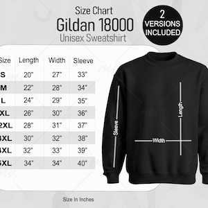 Gildan 18000 Sweatshirt Size Chart Size Chart for Gildan 18000 Size chart For Shop White background Gildan 18000 Size Guide G180 Size Chart