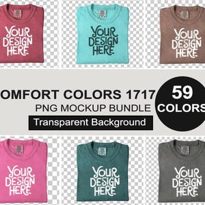 Comfort Colors C1717 PNG T-shirt Mockup Bundle, C1717  Transparent Background Flatlay Mock-up Bundle, CC 1717 Mockup Template, Unisex Mockup