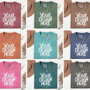 40X Comfort Colors 1717 Flatlay T-shirt Mockup Bundle, C1717 Flatlay Mockup Bundle, Folded Tee Mockup, Garment dyed Unisex t-shirt Mockup.