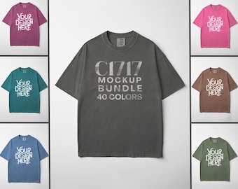 Comfort Colors C1717 Tシャツ フラットレイ モックアップ バンドル、CC 1717 Tシャツ フラットレイ モックアップ バンドル、実製品、ミニマルでシンプルな背景