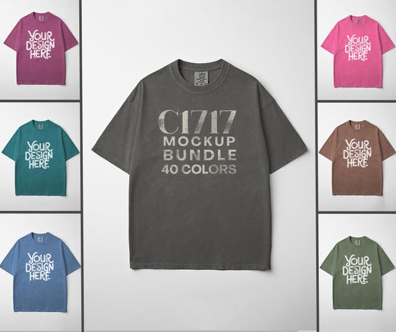 Comfort Colors C1717 Tshirt Flat Lay Mockup Bundle, CC 1717 T-Shirt Flatlay Mock-up Bundle, Real Product, Minimal Basic Simple Background