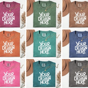 64X Comfort Colors 1717 Flatlay T-shirt Mockup Bundle, C1717 Flatlay Mockup Bundle, Folded Tee Mockup, Garment dyed Unisex t-shirt Mockup.
