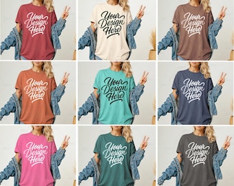 48X Comfort Colors 1717 Oversized T-shirt Mockup Bundle, C1717 Womens Mockup Bundle, Female Model Mockup, Garment dyed Womens tshirt Mockup.