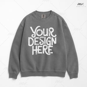 Comfortkleuren 1566 grijs mockup Comfortkleuren grijs sweatshirtmodel CC 1566 Platliggend model uniseks kledingstukgeverfd sweatshirt eenvoudig model