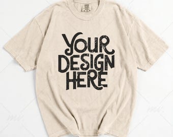 Comfort Colors 1717 Ivory T-Shirt Mockup | Oversized Flat Lay | Real Product Photo