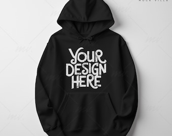 Gildan 18500 Black Flatlay Hoodie Mockup, G18500 Black Hooded Sweatshirt Mock up, Simple Flat Lay Black Hoodie Mockup, Minimalist Aesthetic