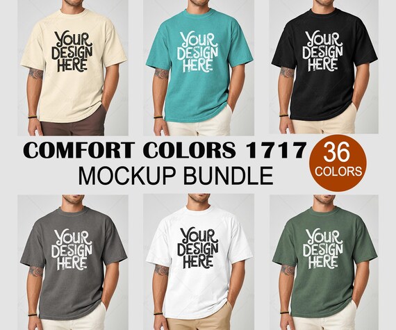 Comfort Colors 1717 Tshirt Mockup Bundle, Men C1717 T-Shirt Mock-up Bundle, Male TShirt Mockup Bundle, C1717 Simple Male Model Tee Mockup