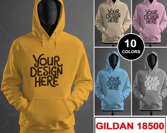 Gildan 18500 Bluza z kapturem Mockup, Bluza z kapturem Mockup, Manekin Bluza z kapturem Mockup, Kaptur Mockup, G185 Mockup, Unisex Gildan Bluza z kapturem Mockup