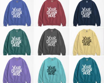 20X Comfort Colors 1566 Sweatshirt Mockup Bundle Folded Flat Lay Mock Up Simple Flatlay Crewneck Mock-Up White Background Sweater POD Mockup
