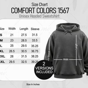 Comfort Colors 1567 Size Chart, CC1567 Comfort Colors Unisex Size Chart, Hoodie Measurements Hooded Sweatshirt, Pepper Hoodie Size Chart
