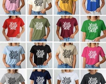 Gildan 5000 T-shirt Mockup Bundle, G500 T-Shirt Mockup Bundle, Model Mock, Neutral Simple Tee Shirt Mocks, Female Model Mockup Bundle