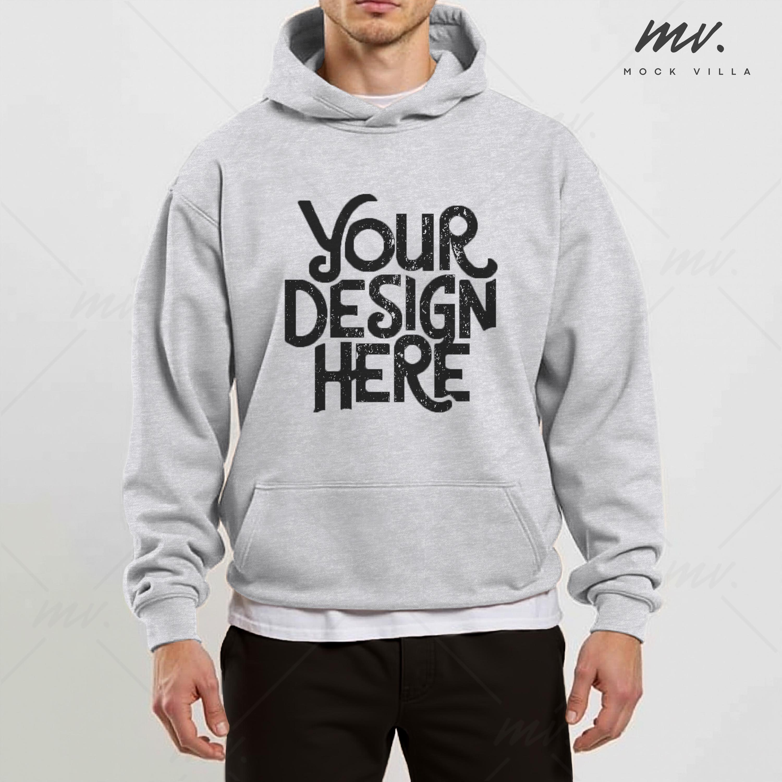 Ash Gildan 18500 Hoodie Mockup, Mens Gildan 18500 Hoodie Mock-up , G185 Mockup| Hooded Sweatshirt Mockup, Basic Simple Mockup, No Strings
