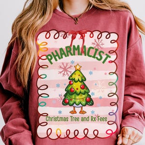 Funny Pharmacist Christmas Shirt, Christmas Tree and Rx Fees Comfort Colors Shirt, Pharmacist Gift, Festive Pharmacy Apparel, Pharmacy Gift