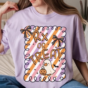 Cute Pharmacist Halloween Comfort Colors Shirt, Rx or Treat Pharmacy Shirt, Fall Pharmacist Shirt, Humor Healthcare Workers Shirt Nurse Gift