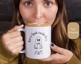 Custom Cute Ghost Coffee Mug Have a Spook-tacular Brew Personalized Ghost Coffee Mug Spooky Ghost Mug Custom Vintage Halloween Mug Ghost Mug