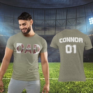 Custom Dad Football Tshirt with Last Name and Number Back, Gift for Dad, Father&#39;s Day Gift, Birthday Gift, Grandpa Gift, Dad Football Tee