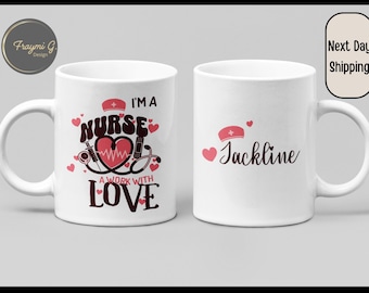 Personalized Nurse Coffee Mug with Name, Nurse Coffee Mug with Name, Gift for Nurse, Nursing Student Gift, RN Graduation Gift, Nurse Mug, RN