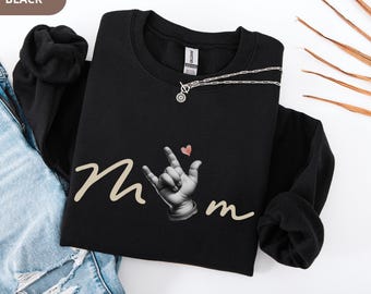 Maglietta per la mamma con il segno della mano ASL "Ti amo" minimalista, mamma autistica, regalo per la festa della mamma, maglietta dell'amore per la mamma, regalo di compleanno per la riunione di famiglia, maglietta comoda