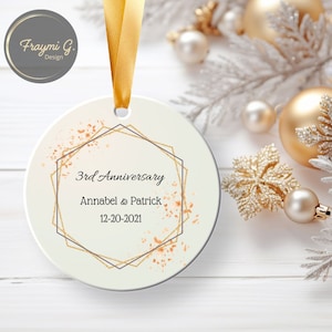 Custom 3rd Married Anniversary Ornament Personalized 3rd Anniversary Married Gift Couples Gift 3rd Anniversary Gift Wedding Anniversary Gift