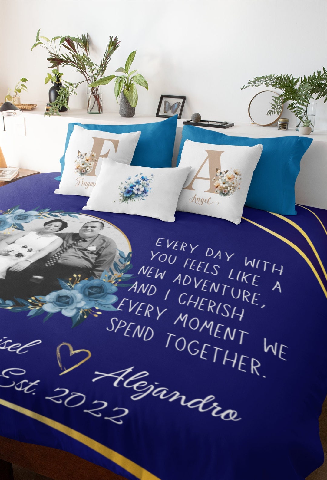 Personalized Aniversary Blanket With Photo Name and Est. Year Custom ...